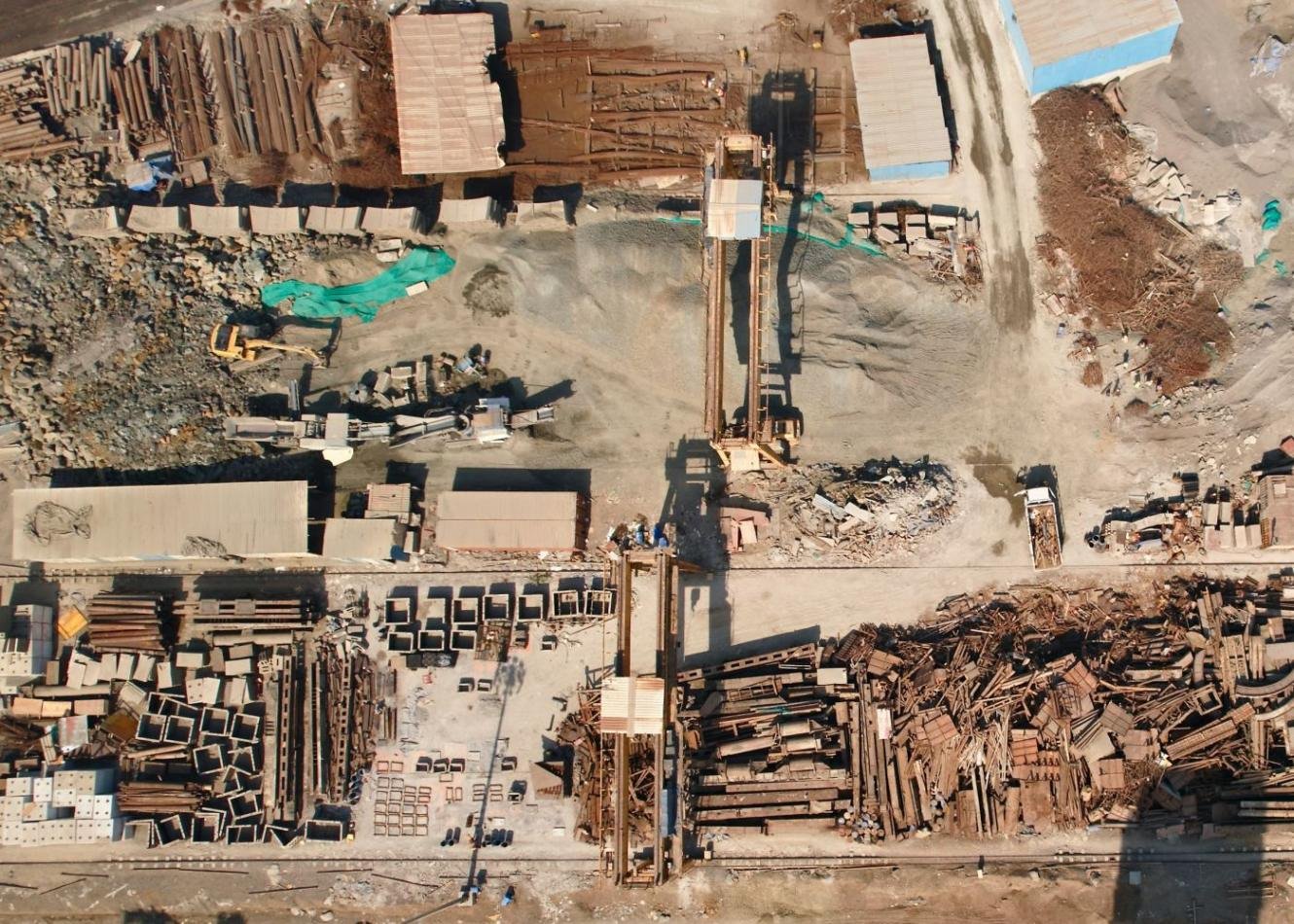 Aerial view of a coastal construction and development site