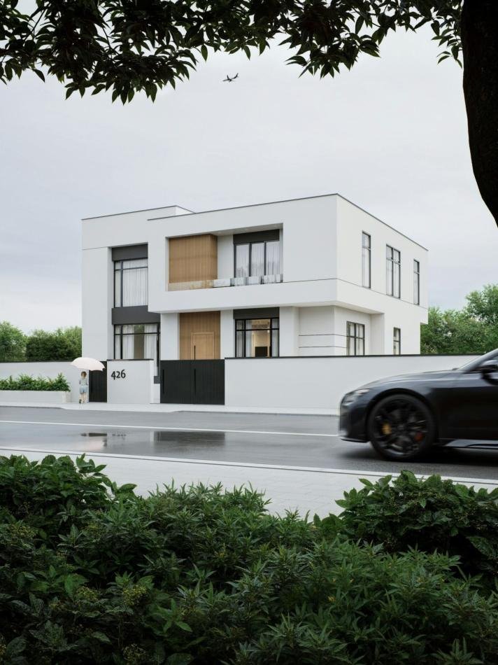 Car parked at a modern villa entrance in Al Khor, Qatar