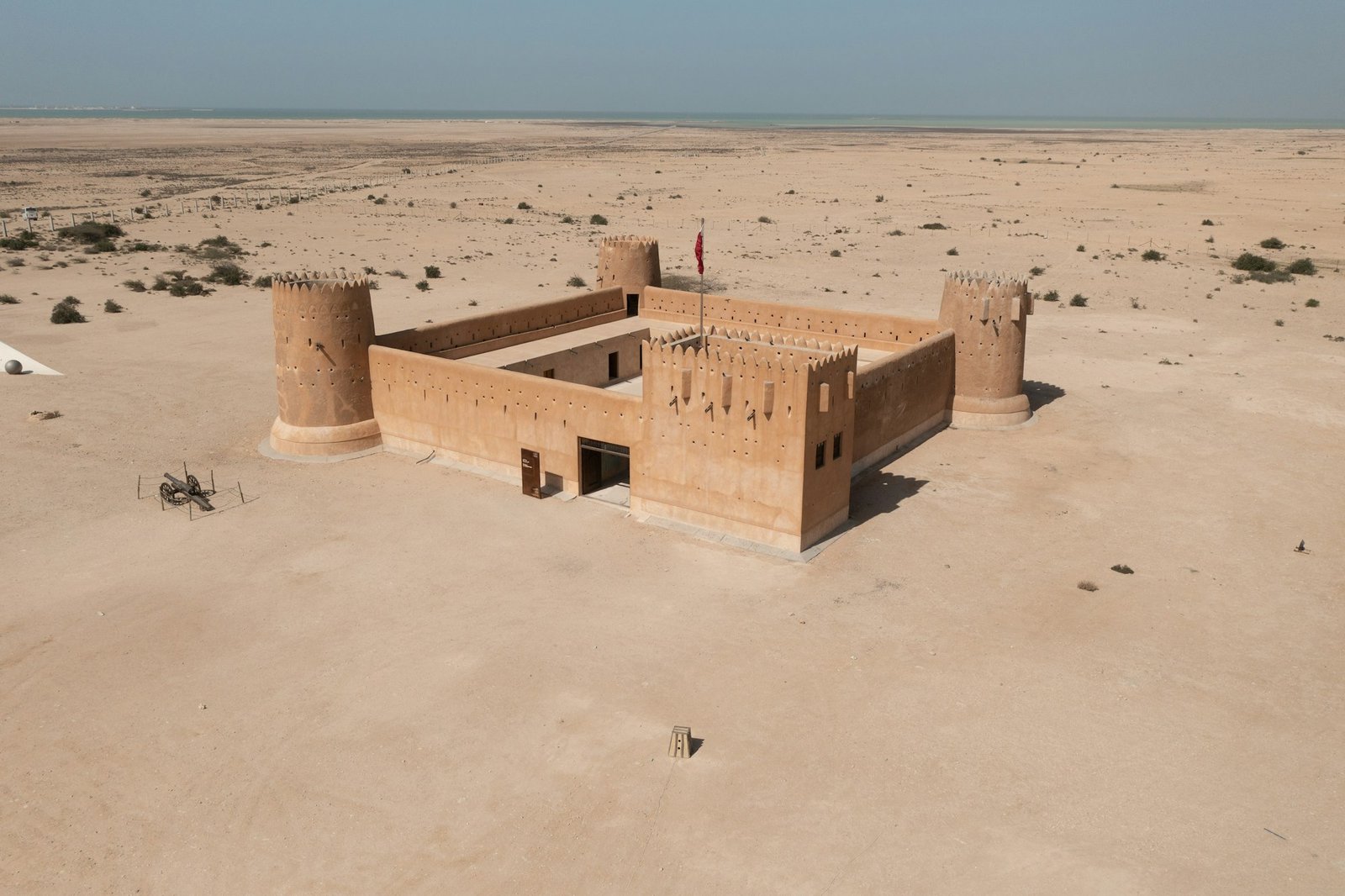 Traditional flat-roof building in the Qatari desert, Al Shamal